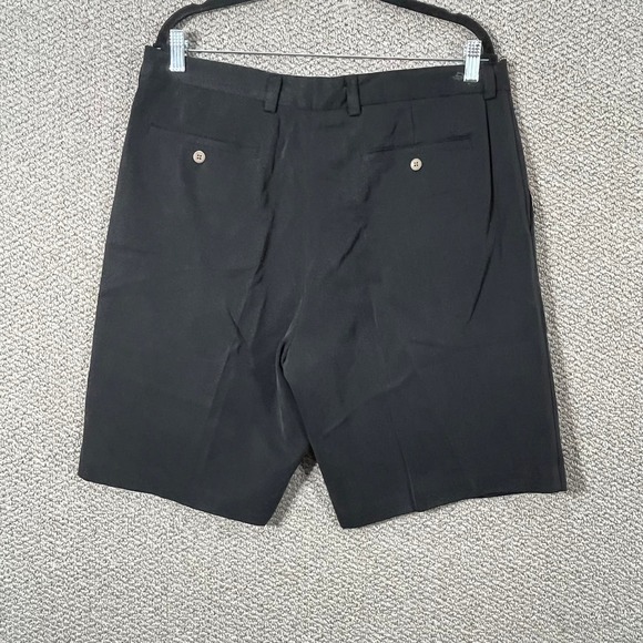 Tommy Bahama Chino Shorts Mens Size 34 Black Silk Cotton Blend Pleated Front - Picture 4 of 10